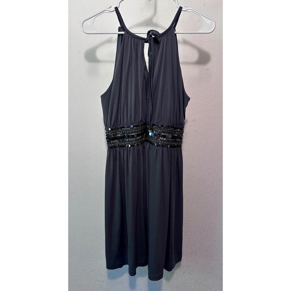 Apt. 9 Womens Gray Halter Sequin Empire Waist Cocktail Dress PM Petite Medium
